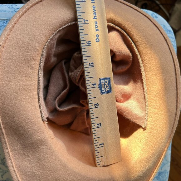 Bollman Girls VTG F1LAWS 100% Wool Felt Tan Fedora w/ Attached Ear Scarf USA S–M - Picture 7 of 9